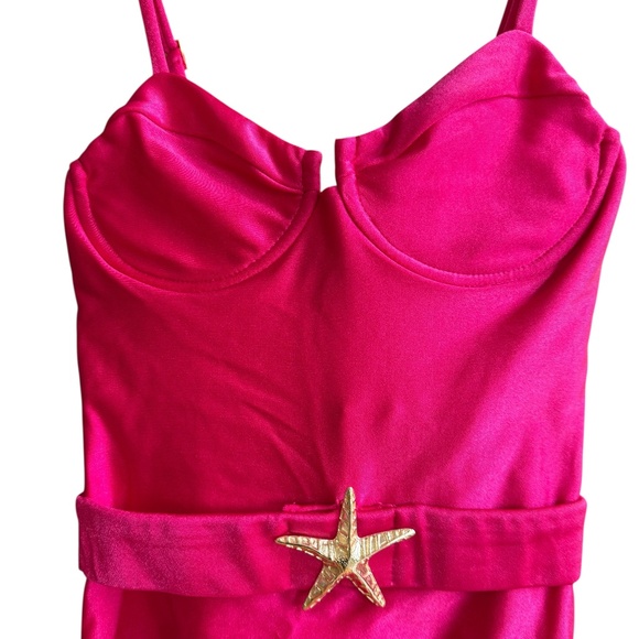 PATBO Women's Starfish Belted One-Piece Swimsuit Cerise XS NWT - Picture 4 of 9